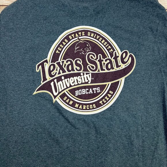 Texas State University Bobcats College Long Sleeve T-Shirt Medium Gray Gildan - Picture 2 of 8